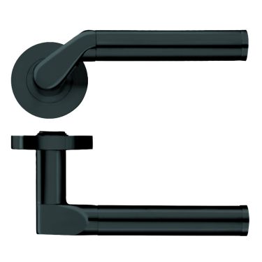 Click Here To Enlarge This Photo Of ZPZ120-OMB - Zoo Hardware Stanza 'Venus' Lever Handles on Round Screw on Rose - Oscuro Matt Black &lpar;Designer Range&rpar;
