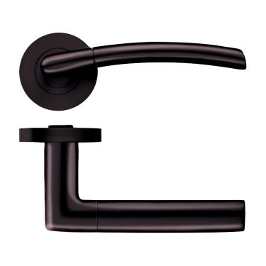 Click Here To Enlarge This Photo Of ZPZ140-ETB - Zoo Hardware Stanza 'Olympus' Lever Handles on Round Screw on Rose - Etna Bronze &lpar;Designer Range&rpar;