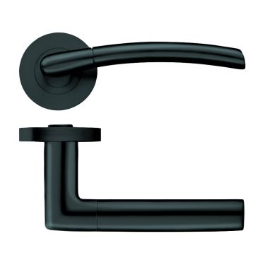 Click Here To Enlarge This Photo Of ZPZ140-OMB - Zoo Hardware Stanza 'Olympus' Lever Handles on Round Screw on Rose - Oscuro Matt Black &lpar;Designer Range&rpar;