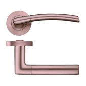 ZPZ140-TRG - Zoo Hardware Stanza 'Olympus' Lever Handles on Round Screw on Rose - Tuscan Rose Gold &lpar;Designer Range&rpar;