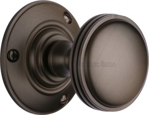 Click Here To Enlarge This Photo Of RHM988-MB Heritage Brass Mortice Knob on Rose Richmond Design Matt Bronze Finish
