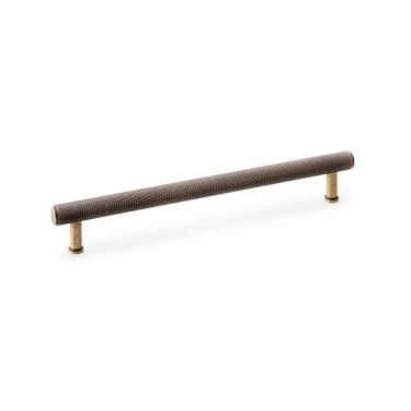 Click Here To Enlarge This Photo Of AW809-224-AB - Alexander & Wilks Crispin Knurled T-Bar Cupboard Pull Handle - Antique Brass - 224mm Centres