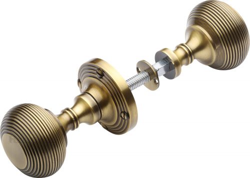 Click Here To Enlarge This Photo Of RIM V971-AT Heritage Brass Reeded Rim Knob Antique Brass Finish