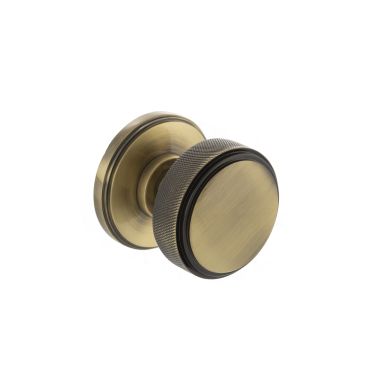Click Here To Enlarge This Photo Of Atlantic - MH450KSMKAB Millhouse Brass 'Harrison' Knurled Mortice Knob on Concealed Fix Rose - Antique Brass