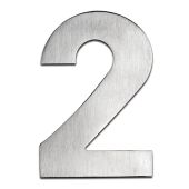 BLU Performance Number 2 Self Adhesive Door Numeral&comma; 100mm&comma; 316 Satin Stainless Steel &lpar;BLN2-SSS&rpar;