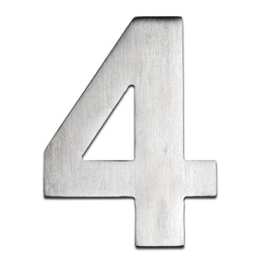 Click Here To Enlarge This Photo Of BLU Performance Number 4 Self Adhesive Door Numeral&comma; 100mm&comma; 316 Satin Stainless Steel &lpar;BLN4-SSS&rpar;