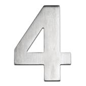 BLU Performance Number 4 Self Adhesive Door Numeral&comma; 100mm&comma; 316 Satin Stainless Steel &lpar;BLN4-SSS&rpar;