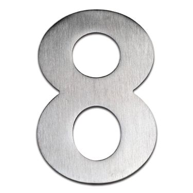 Click Here To Enlarge This Photo Of BLU Performance Number 8 Self Adhesive Door Numeral&comma; 100mm&comma; 316 Satin Stainless Steel &lpar;BLN8-SSS&rpar;