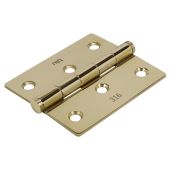 BLU Performance Slim Knuckle Door and Window Hinge Square Corner&comma; 76 x 66 x 2mm&comma; 316 Stainless Steel in a PVD Polished Brass Finish &lpar;HY3-PPB&rpar;