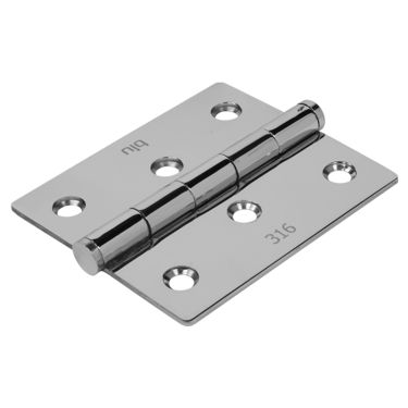 Click Here To Enlarge This Photo Of BLU Performance Slim Knuckle Door and Window Hinge Square Corner&comma; 76 x 66 x 2mm&comma; 316 Polished Stainless Steel &lpar;HY3-PSS&rpar;