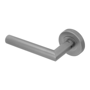 Click Here To Enlarge This Photo Of BLU Performance Mitre Lever Door Handle on Round Rose&comma; 316 Satin Stainless Steel &lpar;KM060C-SSS&rpar;