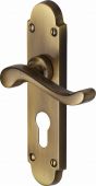 S607&period;48-AT Heritage Brass Door Handle For Euro Profile Plate Savoy Design Antique Brass Finish
