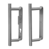 BLU Performance Patio Door Handle&comma; Back to back handles&comma; Euro cut-out internal backplate & lever&comma; Blank external backplate&comma; 316 Satin Stainless Steel &lpar;KM950B-SSS&rpar;