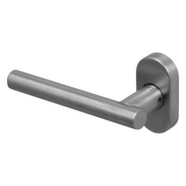 Click Here To Enlarge This Photo Of BLU Performance T-Bar Lever Door Handle On Oval Rose&comma; 316 Satin Stainless Steel &lpar;KM965C-SSS&rpar;
