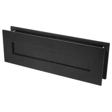 Click Here To Enlarge This Photo Of DuraTique&comma; Textured Matt Black 316 Grade Stainless Steel Letter Plate&comma; Suits 44-68mm Thick Doors &lpar;LP400-TMB&rpar;