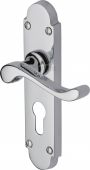 S607&period;48-PC Heritage Brass Door Handle For Euro Profile Plate Savoy Design Polished Chrome Finish