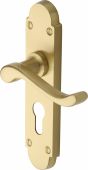 S607&period;48-SB Heritage Brass Door Handle For Euro Profile Plate Savoy Design Satin Brass Finish