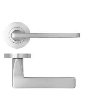 Click Here To Enlarge This Photo Of ZPA010-SC - Zoo Hardware Stanza 'Leon' Lever Handles on Round Rose - Satin Chrome &lpar;Contract Range&rpar;