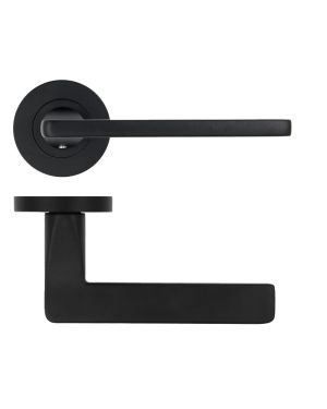 Click Here To Enlarge This Photo Of ZPA010-MB - Zoo Hardware Stanza 'Leon' Lever Handles on Round Rose - Matt Black &lpar;Contract Range&rpar;