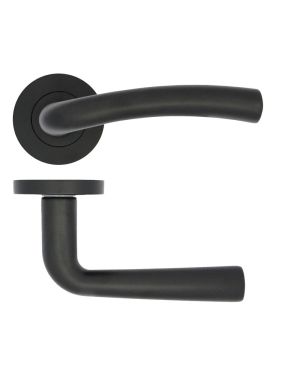 Click Here To Enlarge This Photo Of ZPA050-MB - Zoo Hardware Stanza 'Seville' Lever Handles on Round Rose - Matt Black &lpar;Contract Range&rpar;