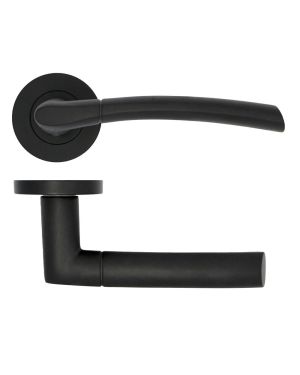 Click Here To Enlarge This Photo Of ZPA100-MB - Zoo Hardware Stanza 'Andorra' Lever Handles on Round Rose - Matt Black &lpar;Contract Range&rpar;
