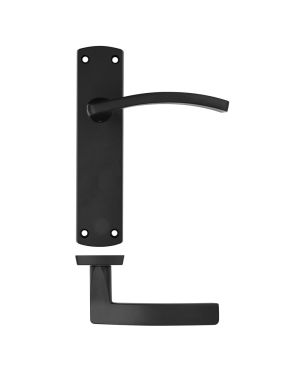 Click Here To Enlarge This Photo Of ZPA032-MB - Zoo Hardware Stanza 'Toledo' Lever Handles on Latch Backplate - Matt Black &lpar;Contract Range&rpar;