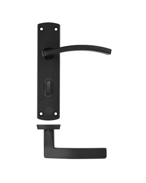 Click Here To Enlarge This Photo Of ZPA033-MB - Zoo Hardware Stanza 'Toledo' Lever Handles on Bathroom Backplate - Matt Black &lpar;Contract Range&rpar;