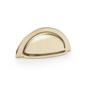 AW903PB - Alexander & Wilks Ridged Cup Pull 76mm c&sol;c - Polished Brass