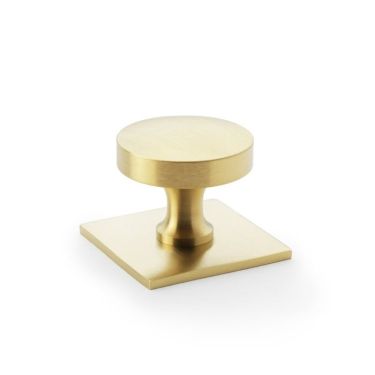 Click Here To Enlarge This Photo Of AW835-38-SBPVD - Alexander & Wilks Bullion Cupboard Knob on Square Backplate - Satin Brass PVD
