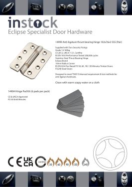 Click Here To Enlarge This Photo Of 14999 Eclipse Specialist Anti-Ligature Grade 14 102x76mm Thrust Bearing Hinges &lpar;pair&rpar;