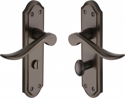 Click Here To Enlarge This Photo Of SAN1430-MB Heritage Brass Door Handle For Bathroom Sandown Design Matt Bronze Finish