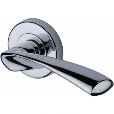 Click Here To Enlarge This Photo Of SC-2042-PC M&period;Marcus Sorrento Door Handle Lever Latch on Round Rose Treviso Design Polished Chrome Finish