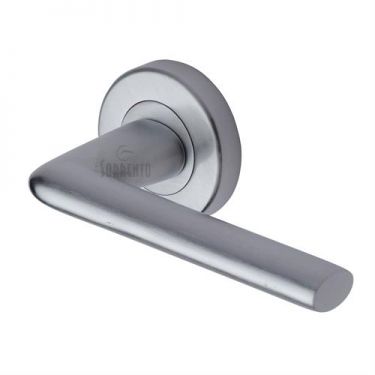 Click Here To Enlarge This Photo Of SC-2352-SC M&period;Marcus Sorrento Door Handle Lever Latch on Round Rose Lena Design Satin Chrome Finish