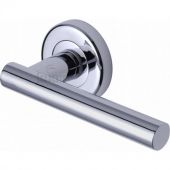SC-3052-PC M&period;Marcus Sorrento Door Handle Lever Latch on Round Rose Shuttle Design Polished Chrome Finish