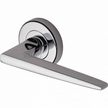 Click Here To Enlarge This Photo Of SC-3450-PC M&period;Marcus Sorrento Door Handle Lever Latch on Round Rose Swift Design Polished Chrome Finish