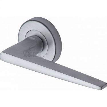 Click Here To Enlarge This Photo Of SC-3450-SC M&period;Marcus Sorrento Door Handle Lever Latch on Round Rose Swift Design Satin Chrome Finish