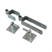 TIMCO DSFH450G - Galvanised Double Strap Fieldgate Hinge Set with Hook on Plate to suit 1200-2700mm Wide Gates