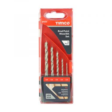 Click Here To Enlarge This Photo Of TIMCO BP5DS - 5pc Brad Point Wood Bit Set