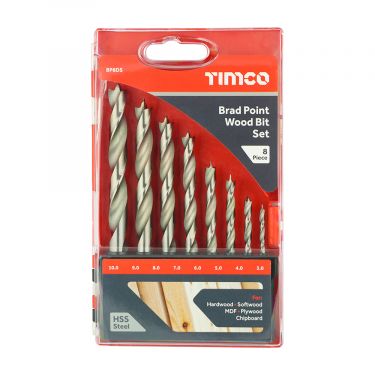 Click Here To Enlarge This Photo Of TIMCO BP8DS - 8pc Brad Point Wood Bit Set