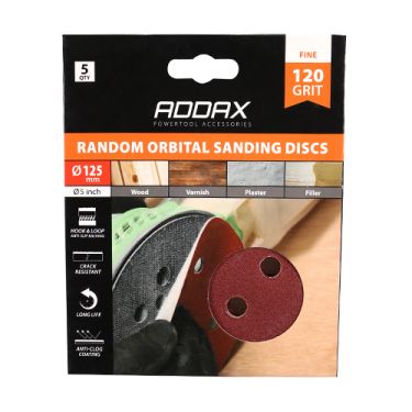 Click Here To Enlarge This Photo Of TIMCO 231378 - P120 Grit 125mm Random Orbital Sanding Discs &lpar;5pcs&rpar;