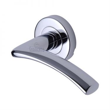 Click Here To Enlarge This Photo Of SC-4352-PC M&period;Marcus Sorrento Door Handle Lever Latch on Round Rose Tosca Design Polished Chrome Finish