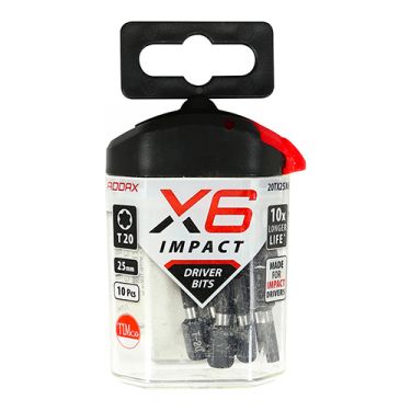 Click Here To Enlarge This Photo Of TIMCO 20TX25X6 - X6 Impact TX Drive Driver Bits TX20 x 25mm &lpar;10pcs&rpar;