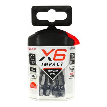 Click Here To Enlarge This Photo Of TIMCO 25TX50X6 - X6 Impact TX Drive Driver Bits TX25 x 50mm &lpar;5pcs&rpar;