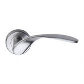 SC-5225-SC M&period;Marcus Sorrento Door Handle Lever Latch on Round Rose Lorenz Design Satin Chrome Finish