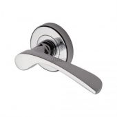 SC-5380-PC M&period;Marcus Sorrento Door Handle Lever Latch on Round Rose Arcadia Design Polished Chrome Finish