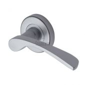 SC-5380-SC M&period;Marcus Sorrento Door Handle Lever Latch on Round Rose Arcadia Design Satin Chrome Finish