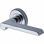 SC-6220-PC M&period;Marcus Sorrento Door Handle Lever Latch on Round Rose Lugano Design Polished Chrome Finish