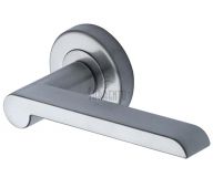 SC-6220-SC M&period;Marcus Sorrento Door Handle Lever Latch on Round Rose Lugano Design Satin Chrome Finish
