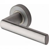 SC-6420-SC M&period;Marcus Sorrento Door Handle Lever Latch on Round Rose Milan Design Satin Chrome Finish