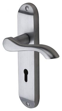 Click Here To Enlarge This Photo Of SC-7350-SC M&period;Marcus Sorrento Door Handle Lever Lock Aurora Design Satin Chrome Finish